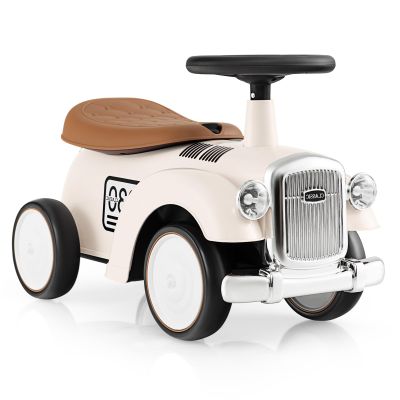 OLAKIDS Ride On Push Car, Toddler Foot-to-Floor Sliding Toy with Steering Wheel, Horn, Under Seat Storage, Kids Racer Walking Gift for Boys Girls (White)