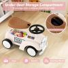 OLAKIDS Ride On Push Car, Toddler Foot-to-Floor Sliding Toy with Steering Wheel, Horn, Under Seat Storage, Kids Racer Walking Gift for Boys Girls (White) view 4