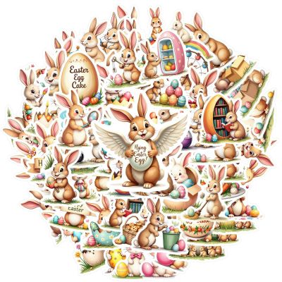 100Pcs Cartoon Easter Bunny Stickers, Waterproof Easter Bunny Sticker for Water Bottle Laptop Phone Cases Planner Skateboard Luggage Party Favor Decor, Ideal for Adults Teens Teacher Rewards C1Z1Y