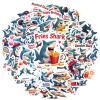 100Pcs Cartoon Shark Stickers, Waterproof Shark Sticker for Water Bottle Laptop Phone Cases Planner Skateboard Luggage Helmet Party Favor Decor, Ideal for Adults Teens Teacher Rewards C136Q view 1