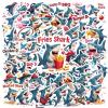 100Pcs Cartoon Shark Stickers, Waterproof Shark Sticker for Water Bottle Laptop Phone Cases Planner Skateboard Luggage Helmet Party Favor Decor, Ideal for Adults Teens Teacher Rewards C136Q view 2