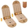 2 Sets Small Cribbage Board Game Set, Portable Travel Foldable PU Leather Mini 2 Track Cribbage Board with 8 Metal Pegs and 2 Storage Slots Accessories Ideal for Family and Friends view 1
