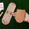 2 Sets Small Cribbage Board Game Set, Portable Travel Foldable PU Leather Mini 2 Track Cribbage Board with 8 Metal Pegs and 2 Storage Slots Accessories Ideal for Family and Friends view 3
