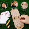 2 Sets Small Cribbage Board Game Set, Portable Travel Foldable PU Leather Mini 2 Track Cribbage Board with 8 Metal Pegs and 2 Storage Slots Accessories Ideal for Family and Friends view 4