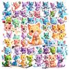 100Pcs Cartoon 3D Cat Stickers, Waterproof 3D Cat Sticker for Water Bottle Laptop Phone Cases Planner Skateboard Luggage Helmet Party Favor Decor, Ideal for Adults Teens Teacher Rewards C1Z2C view 2