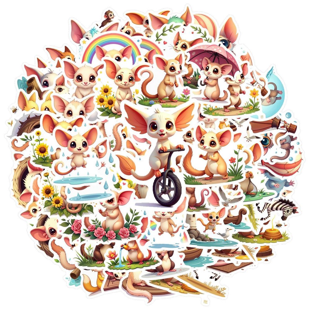 100Pcs Cartoon Sugar Glider Stickers, Waterproof Sugar Glider Sticker for Water Bottle Laptop Phone Cases Planner Skateboard Luggage Party Favor Decor, Ideal for Adults Teens Teacher Rewards C1Z4N