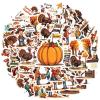 100Pcs Cartoon Thanksgiving Day Stickers, Waterproof Thanksgiving Day Sticker for Water Bottle Laptop Phone Cases Planner Luggage Helmet Party Favor Decor, Ideal for Adults Teens Teacher Rewards C1Z4H view 1