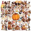 100Pcs Cartoon Thanksgiving Day Stickers, Waterproof Thanksgiving Day Sticker for Water Bottle Laptop Phone Cases Planner Luggage Helmet Party Favor Decor, Ideal for Adults Teens Teacher Rewards C1Z4H view 2
