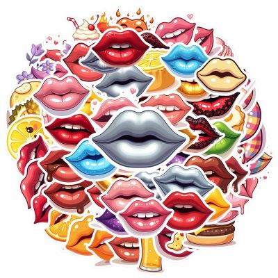 100Pcs Cartoon Lip Stickers, Waterproof Lip Sticker for Water Bottle Laptop Phone Cases Planner Skateboard Luggage Helmet Party Favor Decor, Ideal for Adults Teens Teacher Rewards C1423