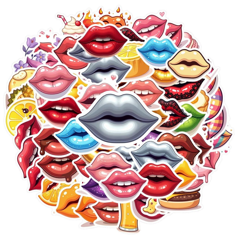 100Pcs Cartoon Lip Stickers, Waterproof Lip Sticker for Water Bottle Laptop Phone Cases Planner Skateboard Luggage Helmet Party Favor Decor, Ideal for Adults Teens Teacher Rewards C1423