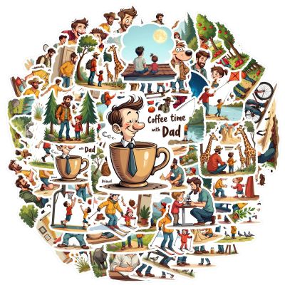 100Pcs Cartoon Fathers Day Stickers, Waterproof Fathers Day Sticker for Water Bottle Laptop Phone Case Planner Skateboard Luggage Helmet Party Favor Decor, Ideal for Adults Teens Teacher Rewards C1Z4M