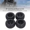 12mm Hex 1/10 RC Truck Wheels and Tires Set, Strong Sturdy Rubber Tires with Y Shape Texture, High Abrasion, for Axial, Hsp, Redcat, Hpi, Easy Installation, view 4