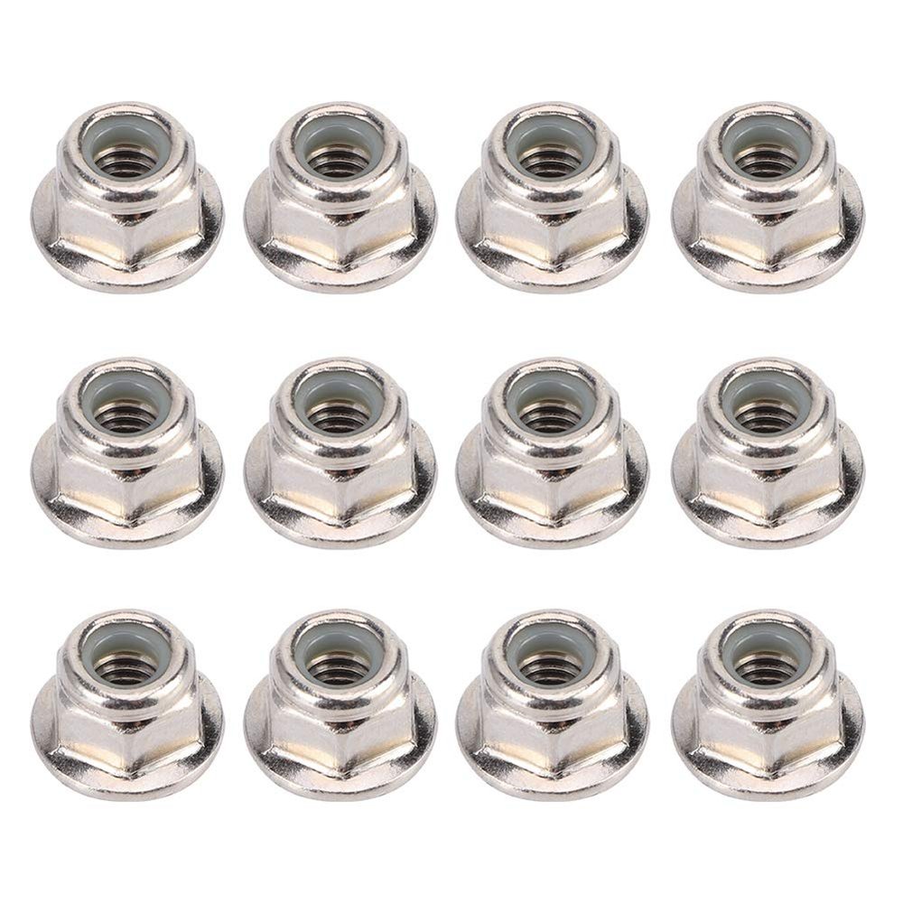12 Pieces of Wheel Lock Nuts Without Metal Sliding for SCX10 RC Axial, Light and Automobile (Silver)