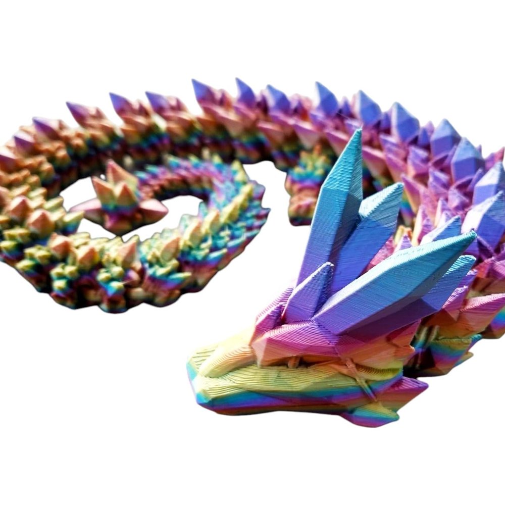 Articulated Crystal Dragon Figurine  Fantasy Desk Fidget for Teens & Adults  Stress Relief & Collectible  3D Printed in Canada