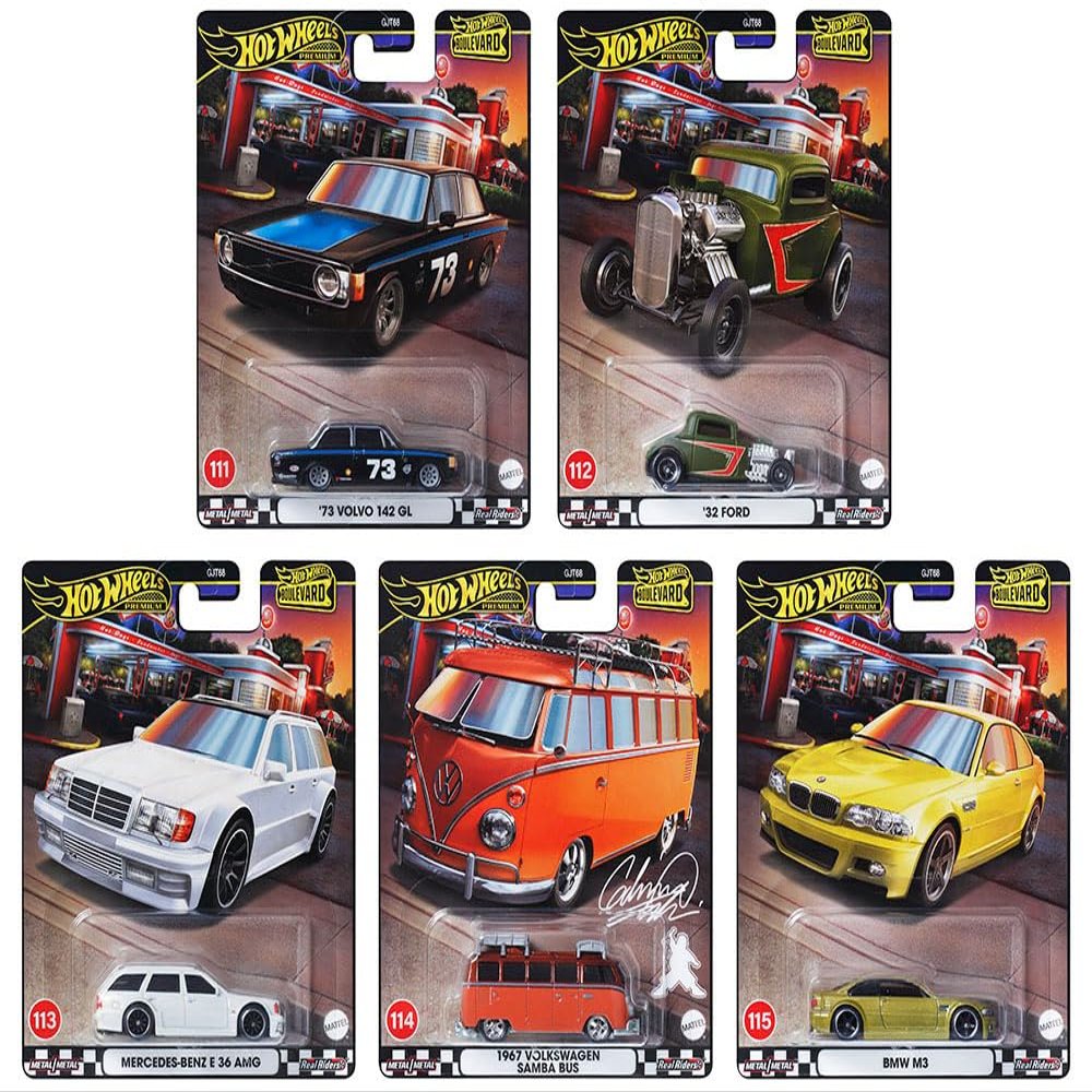 1:64 Diecast Collectibles Model Car Compatible with Hot Wheels 2024 Gold Premium Boulevard Z Case 5 Cars Set, GJT68-956Z