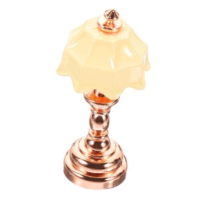 ADOCARN Dollhouse Bedside Lamp House Desk Lamp Desktop Lamp Night Stand Lamp Table Lamps Mini Dollhouse Lamp Dollhouse Miniatures Metal Dollhouse Accessories Iron