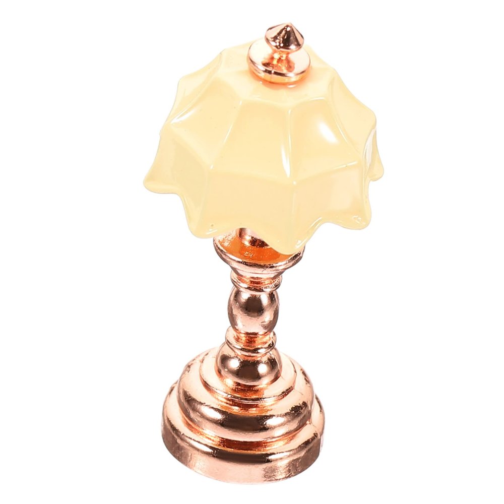 ADOCARN Dollhouse Bedside Lamp House Desk Lamp Desktop Lamp Night Stand Lamp Table Lamps Mini Dollhouse Lamp Dollhouse Miniatures Metal Dollhouse Accessories Iron