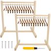 26 Pcs Wood Doll Garment Rack with Wooden Clothes Hanger Mini Wooden Girl Doll Clothes Hanger Organizer Storage Shelf for 18 Inch Girl Doll Clothes Baby Dollhouse (Color Set 1) view 1