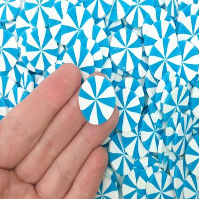 10 Large Turquoise Blue 20mm Peppermint Starlight Mint Candy Cabochons  Thin Cut Polymer Clay Mint Cabs