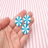 10 Large Turquoise Blue 20mm Peppermint Starlight Mint Candy Cabochons  Thin Cut Polymer Clay Mint Cabs view 2