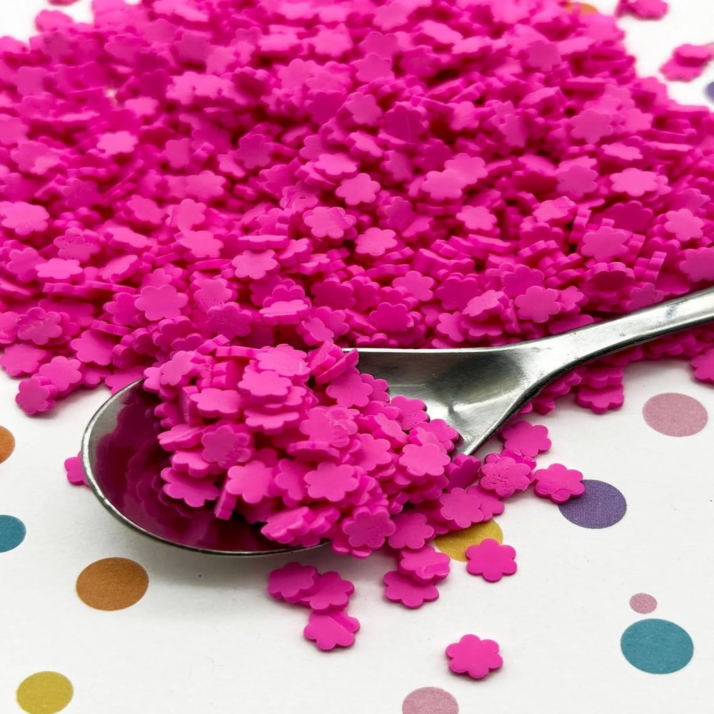 Hot Pink Magenta Polymer Clay Flower Sprinkles  NON Edible Fake Sprinkles, Easter Sprinkles, Decoden Funfetti (30 gram bag)