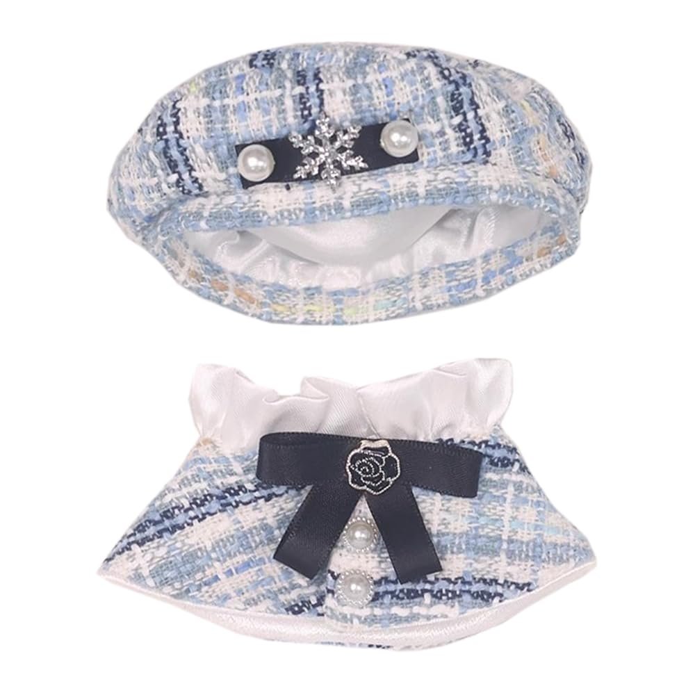 niannyyhouse 10cm 15cm 20cm Plush Doll Clothes Hat Poncho Shawl Sets Dolls Dressup (Blue, 10cm)