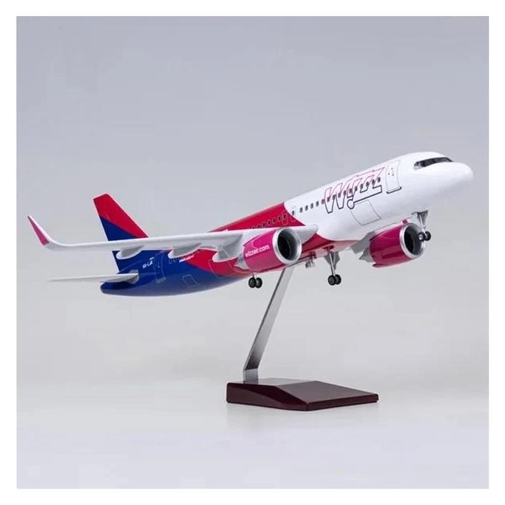 LIUSANGLIU Scale Aircraft 47 cm 1/80 for A320NEO Wizz Air Aircraft Model with Lights and Wheels die-cast Resin Aircraft Suitable for Display(No Light)