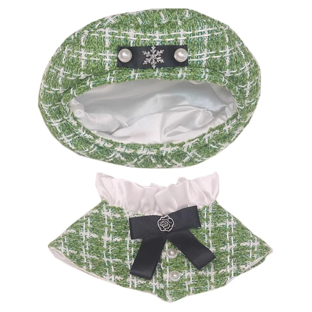 niannyyhouse 10cm 15cm 20cm Plush Doll Clothes Hat Poncho Shawl Sets Dolls Dressup (Green, 10cm)