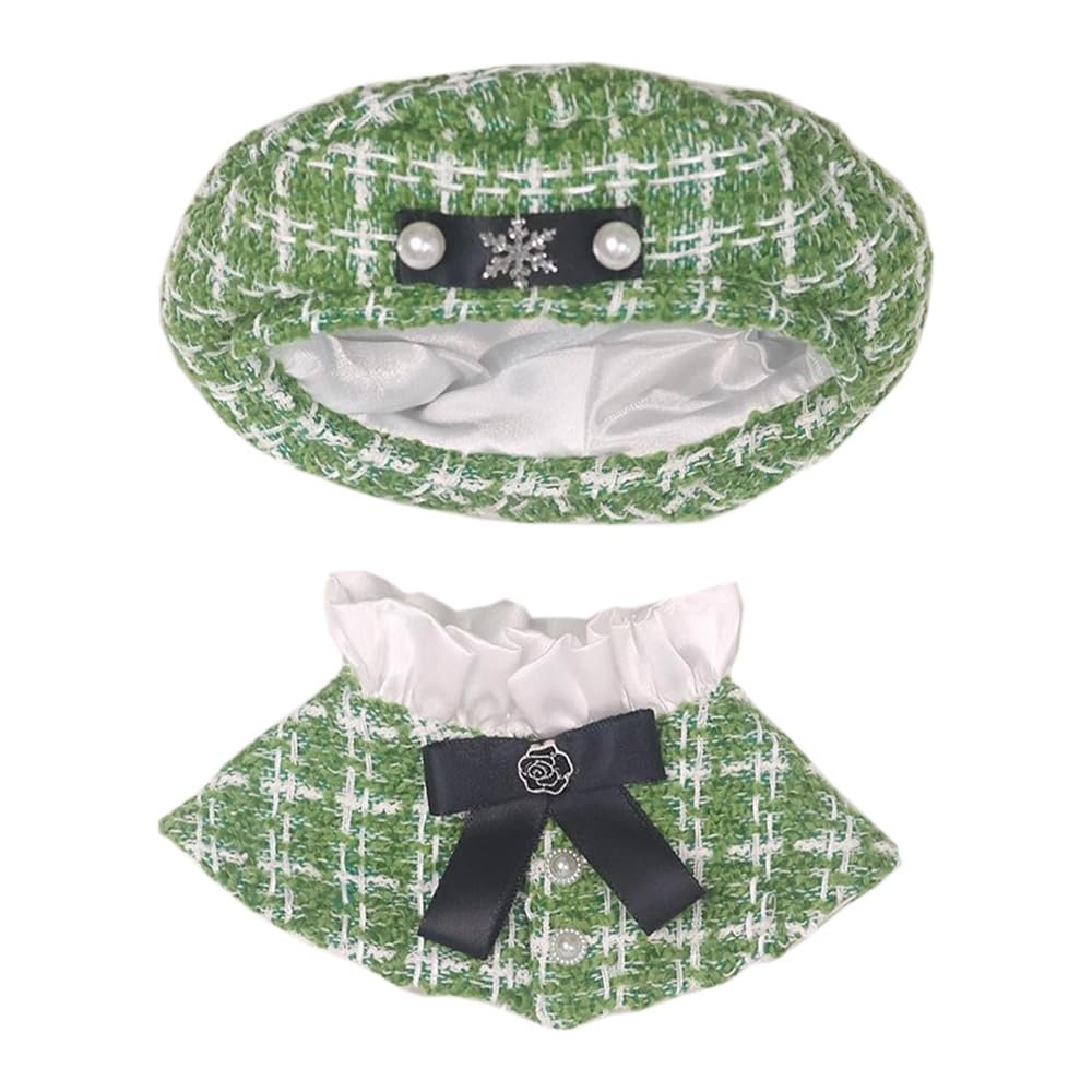 niannyyhouse 10cm 15cm 20cm Plush Doll Clothes Hat Poncho Shawl Sets Dolls Dressup (Green, 20cm)