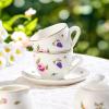 TUZT Tea Party Set for Little Girls Ages 3-8, White Floral Porcelain Tea Set with Gold Trim Edges, Princess Tea Time Toy Includes Pot & Cups & Saucers & Suitcase, Birthday Gifts for Toddlers Girls view 4