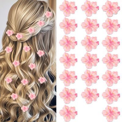 Spring Flower Hair Clips,20Pcs Cherry Blossoms Alligator Clips,Pink Floral Hairgrips for Women,American Sakura Festival Hair Accessories for Girls Children