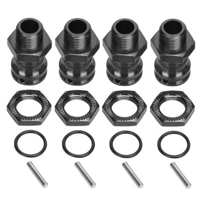 4pcs Aluminum Alloy 17mm Hex 23mm Wheel Extension Adapter Set for 1/8 RC Car Model, Sturdy and Easy Installation, Blue and Black Optional (Black)