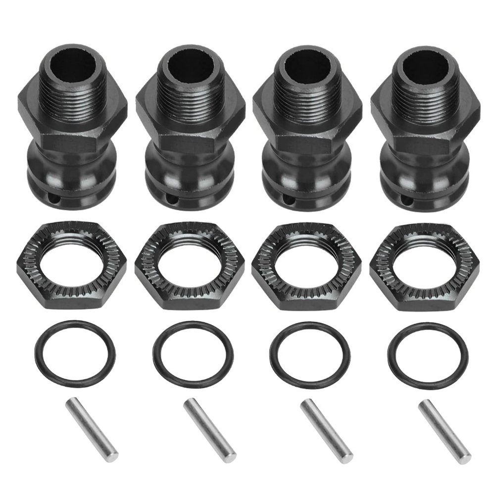 4pcs Aluminum Alloy 17mm Hex 23mm Wheel Extension Adapter Set for 1/8 RC Car Model, Sturdy and Easy Installation, Blue and Black Optional (Black)