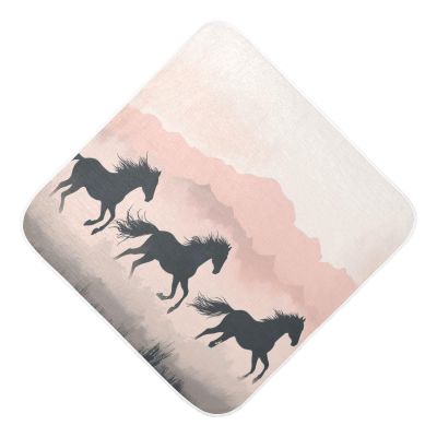 Kigai Muslin Hooded Baby Towel 30x30 Inch Ultra Soft Absorbent Cotton Baby Bath Towel with Hood for Newborn Infant Toddler Horses Running Baby Essentials for Boys Girls