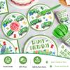 120pcs Garbage Truck Birthday Party Decorations Trash Truck Plates Napkins Green Forks Disposable Tableware Set Waste Management Recycling Rubbish Truck Birthday Party Supplies Serve 24 Guests view 3