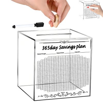 10k Smash Box for Money, Smash Box for Saving Money Box for Cash Saving, Acrylic Clear 10k Savings Challenge Smash Box, Transparent Large Unbreakable Piggy Bank, Must Break to Open
