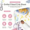 100% Cotton Fitted Crib Sheet, Rainbow Safari Animals Design, Sleepy Jaguar Elephant Lemur Pattern, Fits Standard 52 x 28 in Crib Mattress view 2