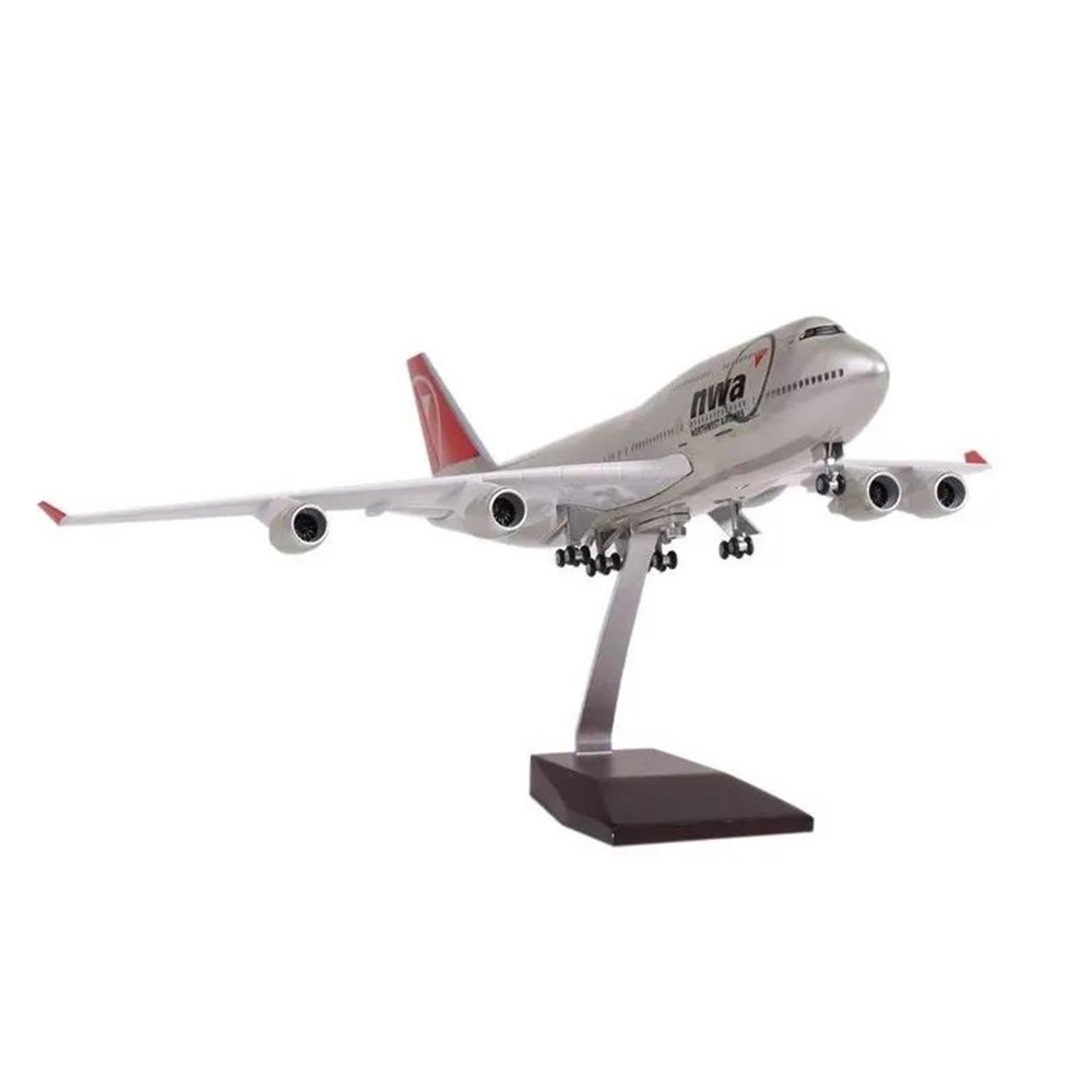 LIUSANGLIU Scale Aircraft 47CM 1:150 for Northwest Airlines 747 Boeing Model Aircraft LED Light Die-Casting Machine Decorate Office Suitable for Display(No Light)