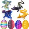 3D Printed Dragon Easter Egg,8.5in. Articulated Crystal Dragon Fidget Toy,Perfect Basket Essentials Stuffers (4sets & Bluegreen/CandyMulti/PurpleBlue/RedGold, L8.5inch Dragon&H3.5inch Egg) view 1