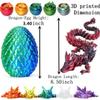 3D Printed Dragon Easter Egg,8.5in. Articulated Crystal Dragon Fidget Toy,Perfect Basket Essentials Stuffers (4sets & Bluegreen/CandyMulti/PurpleBlue/RedGold, L8.5inch Dragon&H3.5inch Egg) view 2