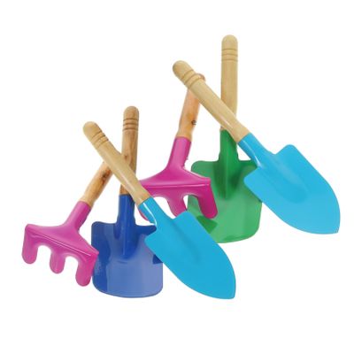 COOPHYA 6pcs Boy Girl's Garden Tool Set Shovel Trowel Rake Wooden Handle for Boys and Girls Iron Construction for Fun Play
