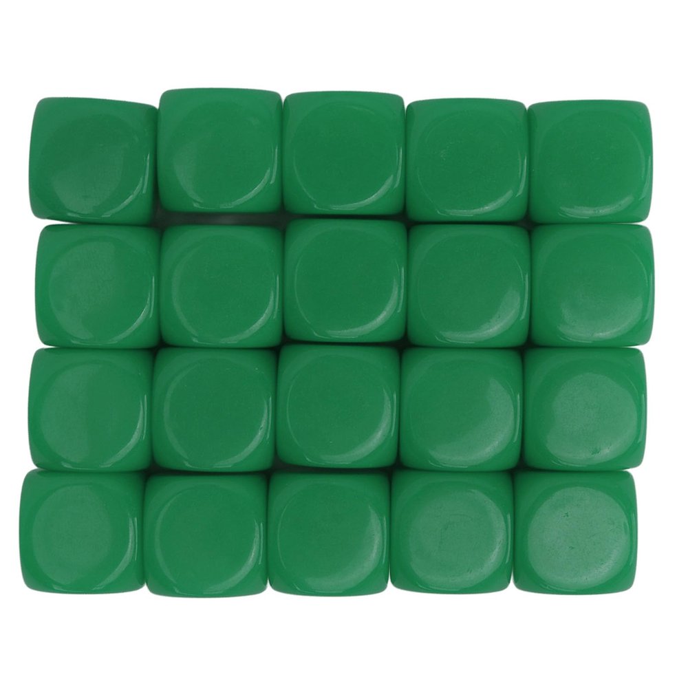 20pcs Plastic Dice in 16mm Corner Rounded Dec Pains Party Game Board Toy (Green)