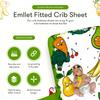 100% Cotton Fitted Crib Sheet, Happy Harvest Fruit and Veggie Theme, Breathable Baby Nursery Bedding, Standard 52 x 28 in Crib Fit view 2