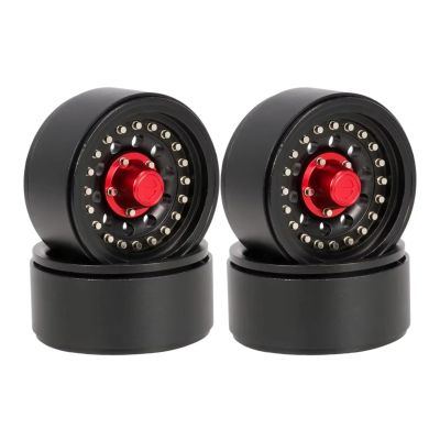 for SCX10 for RR10 for Capra for TRX4 for TRX6 1/10 1.9" Aluminum Wheel Rim with Scale Beadlock Hardware RC Upgrade Parts Accessories RC Car Repair Kit(Black,4pcs)