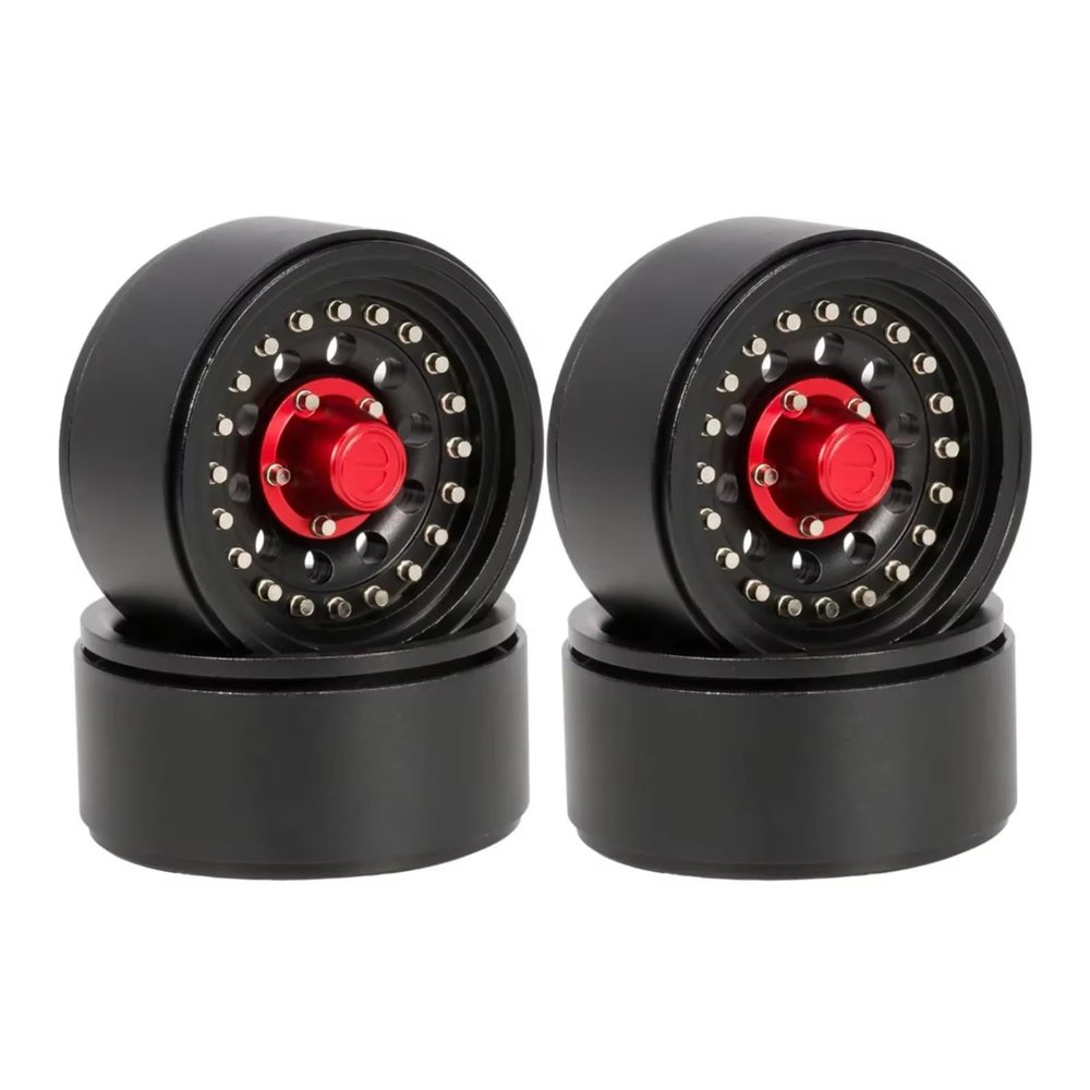 for SCX10 for RR10 for Capra for TRX4 for TRX6 1/10 1.9" Aluminum Wheel Rim with Scale Beadlock Hardware RC Upgrade Parts Accessories RC Car Repair Kit(Black,4pcs)