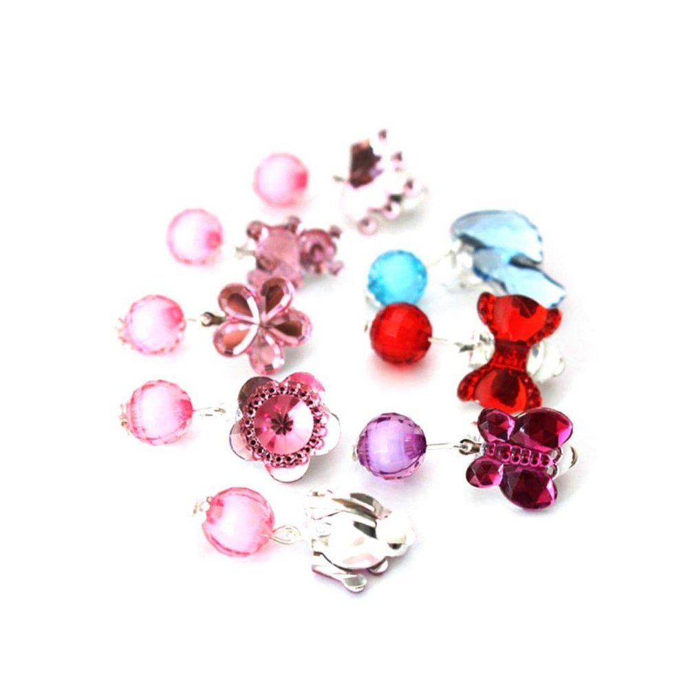 PHENOFICE Organizer Box for Clip Earrings 7 Sets Little Girls Earring Holder Fashionable Kids Accessory Box