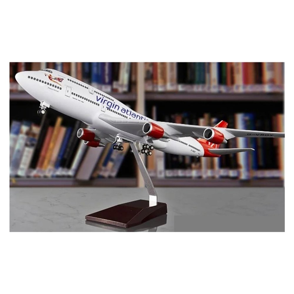 LIUSANGLIU Scale Aircraft 47CM 1:150 for Virgin Airlines 747 Boeing Model Die-Casting Aircraft LED Light Simulated Scale Aircraft Suitable for Display(No Light)