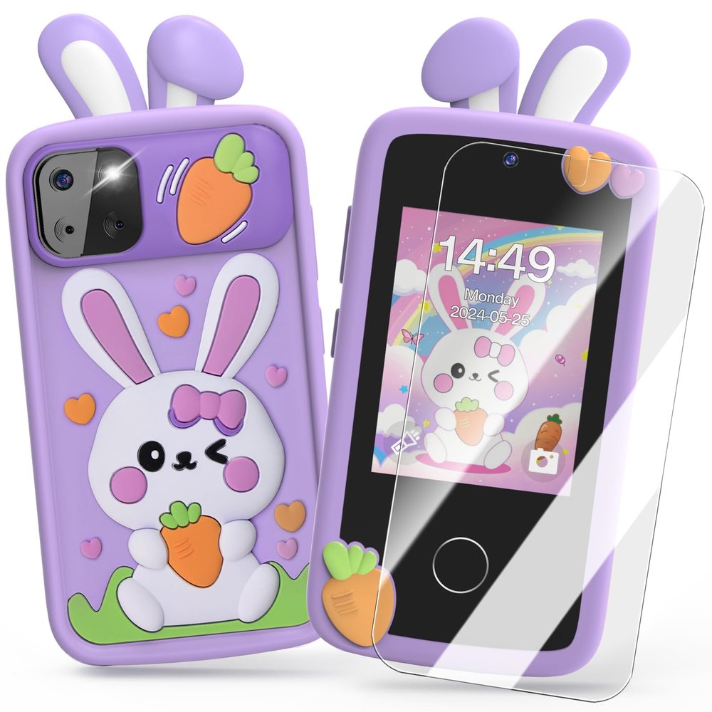 Luyiilo Kids Smart Phone Toys for Girls,Easter Gift for Kids Toys for 3-9 Girls Mini Smart Phone Toys with 2.8" Touchscreen 16 Learning Games Dual Camera Music Player, 8G SD Card