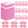 18 Pcs Sleepover Party Supplies for Girls, 6 Pink 49'' x 60'' Fuzzy Throw Blanket 6 Coral Fleece Spa Headband 6 Plush Eye Mask Covers for Sleeping Slumber Sleepover Spa Party Gift Movie Night Wedding view 1