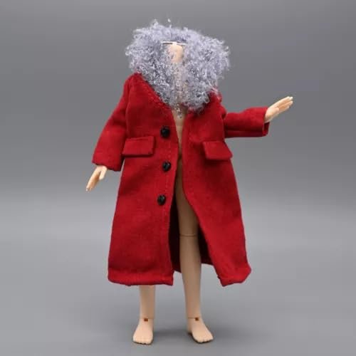 1/12 Scale Female Clothes Red Fur Collar Trench Coat Clothing Model for 6-inches Action Figure Body, Fashion Stylish Windbreaker Jacket 6" Action Figure 1/12 Clothing Accessory Costume Outfit